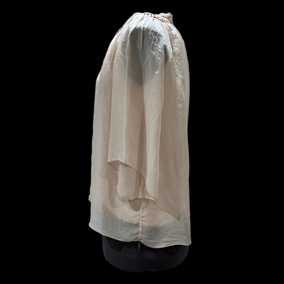 Elena Baldi Champagne Silk Top Made in Italy Size S - Picture 2 of 5